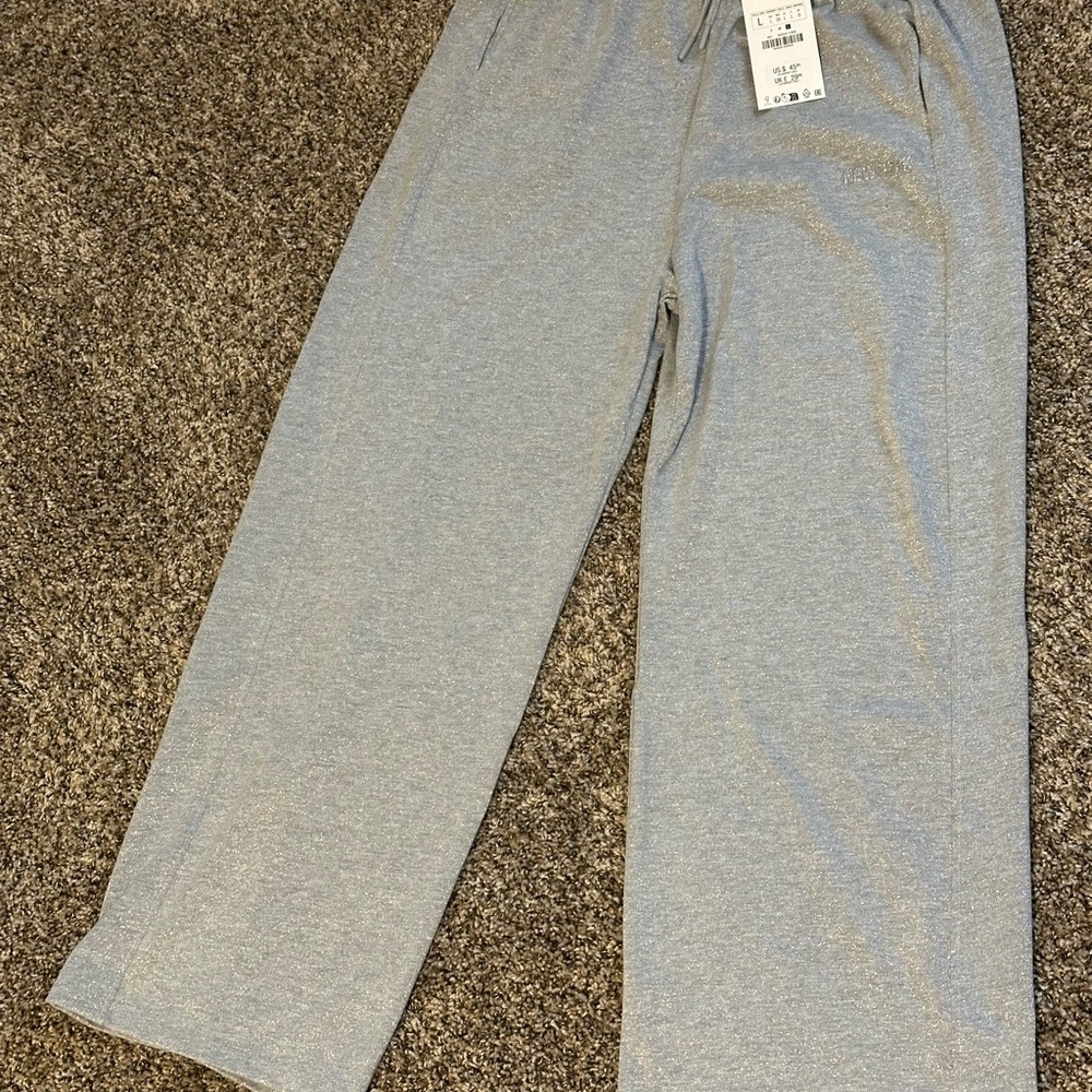 Zara Metallic Thread Text Pants